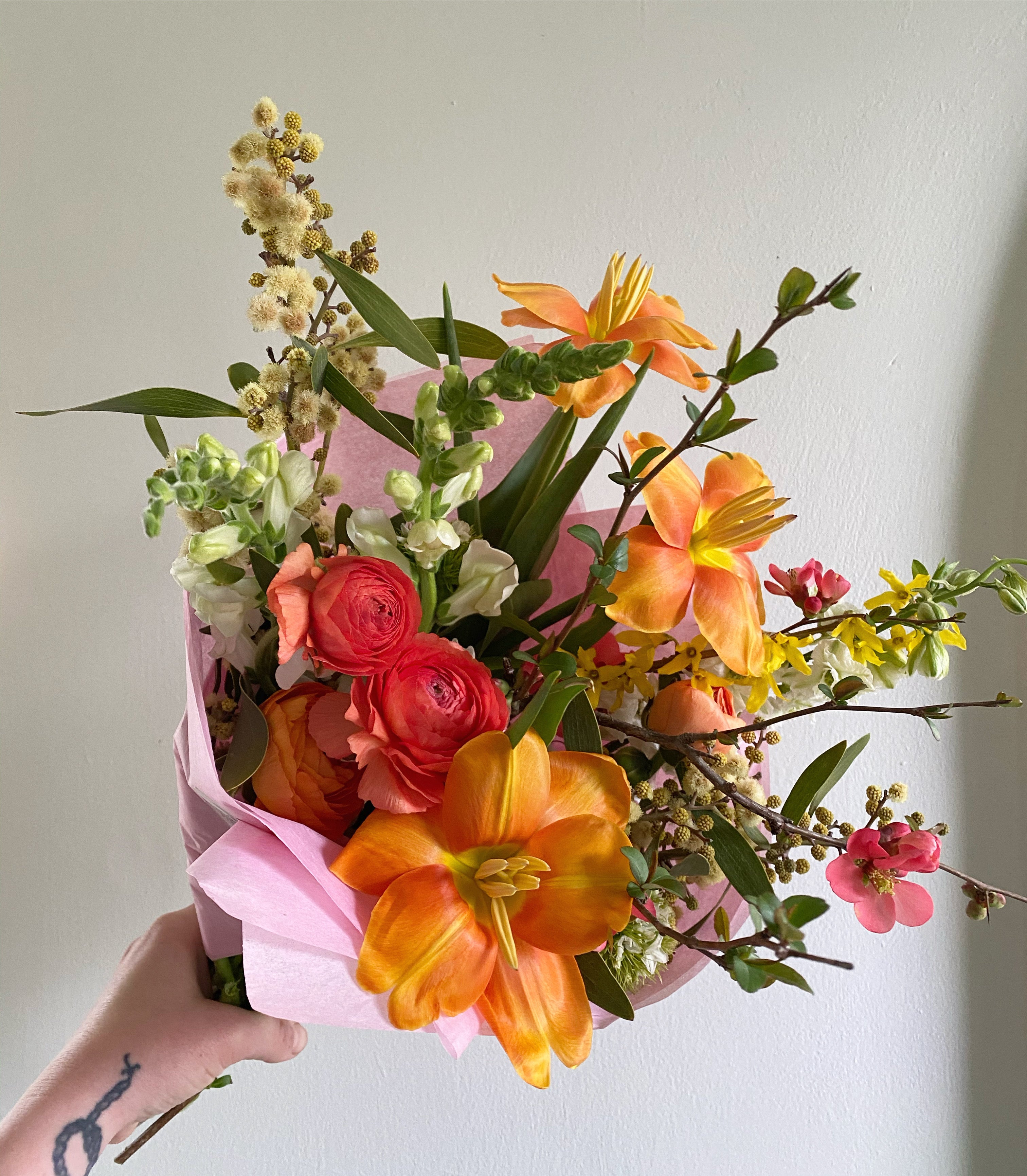 Seasonal Wrapped Bouquet – Pine State Flowers
